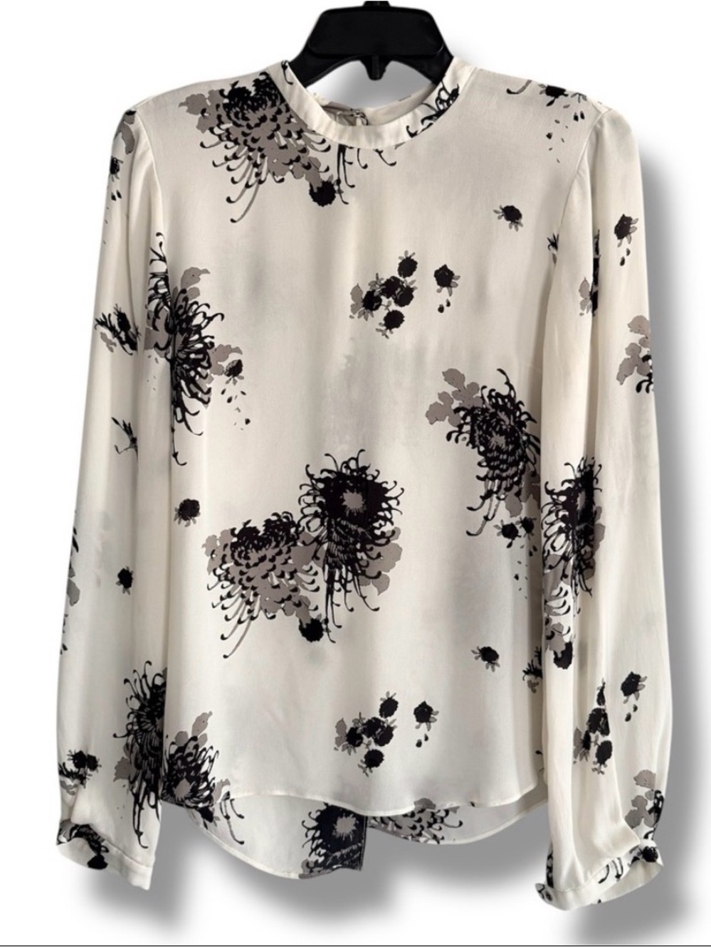 A.L.C. Silk Open Back Top Blouse Size Small Cream Black